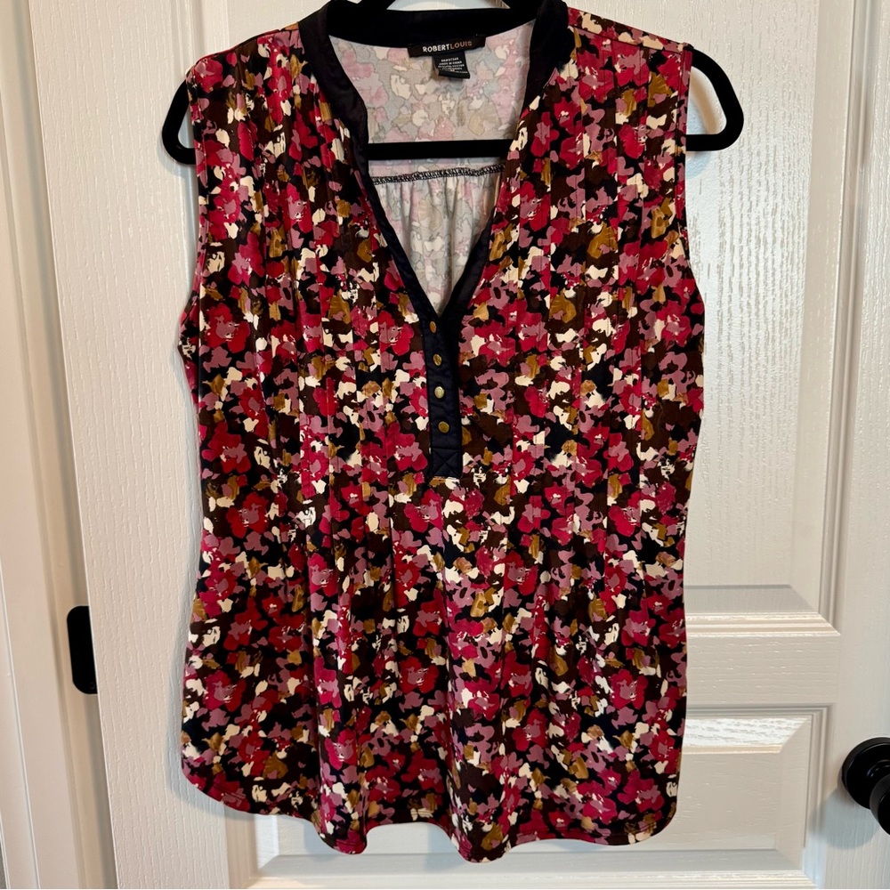 Robert Louis Women's Floral Sleeveless Blouse - Pink and Black
